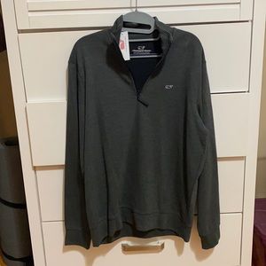 Vineyard Vines Broadfield 1/4 Zip Jet Black NWT!